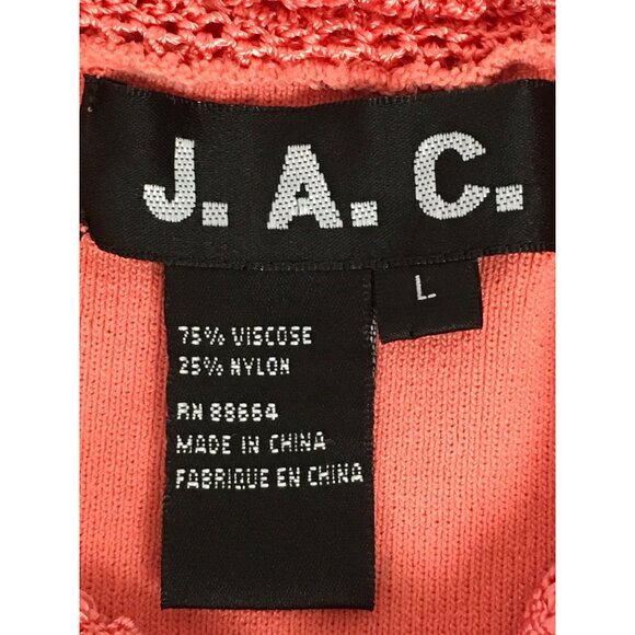 J A C Womens Top Size XS Knit Coral 3/4 Sleeve Top With Crochet Neckline - Picture 8 of 14